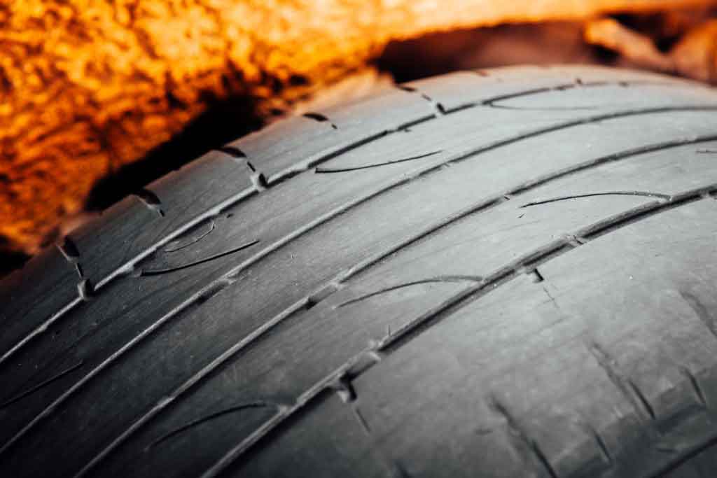 used car tire with worn-out depth of tread